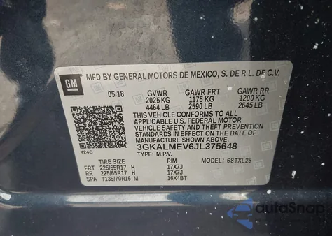 2018 GMC Terrain Sle from USA, damaged, VIN 3GKALMEV6JL375648